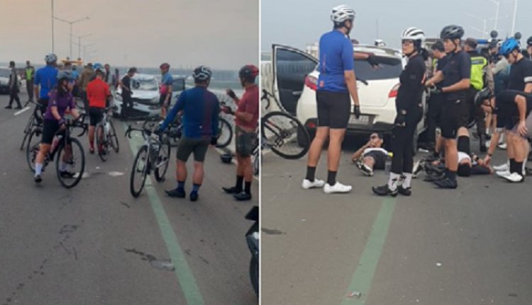 Miris! Enam Pesepeda Terluka Usai Ditabrak Mobil di Jembatan Baruyungan PIK