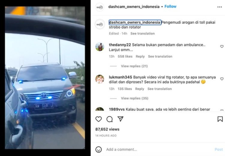 Viral Sebuah Mobil Plat Hitam Gunakan Lampu Sarbo dan Sirine, Eks Korlantas: Tidak Memiliki Keistimewaan