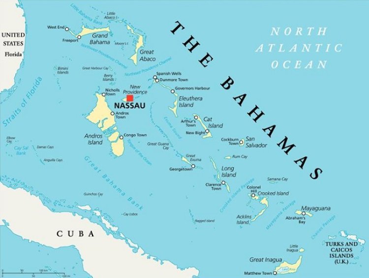 Peta Bahama menunjukkan kepulauan dari atas. Foto: Peter Hermes Furian/Getty Images