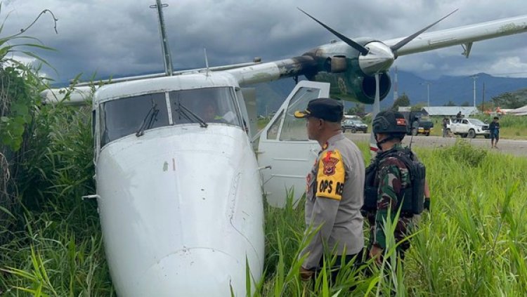 Pesawat Rimbun Air Tergelincir di Bandara Moanemani Papua Tengah Gegara Angin Kencang