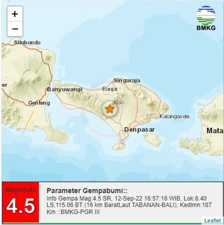 Gempa M 4,5 Guncang Kuta Selatan Bali