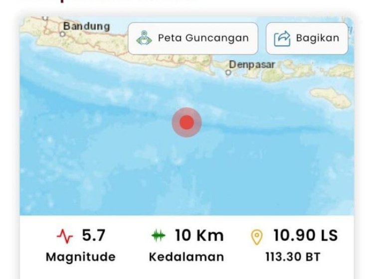 Jember Diguncang Gempa M 5,7