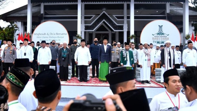 Prabowo dan Jokowi Menegaskan Tak Pernah Berniat Untuk Kampanye Dalam Acara Doa Bersama di Kalsel