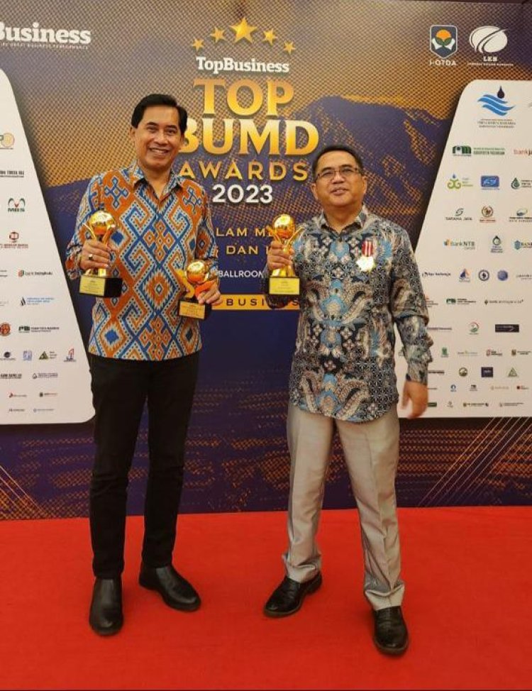 Perumda Air Minum Tugu Tirta Bawa Pulang Tiga Trofi Bergengsi di TOP BUMD Awards 2023