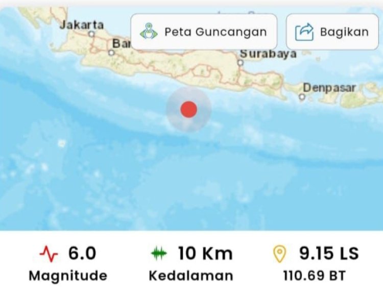 Gempa M 6,0 Guncang Pacitan, Getarnya Terasa Hingga Kabupaten Magetan