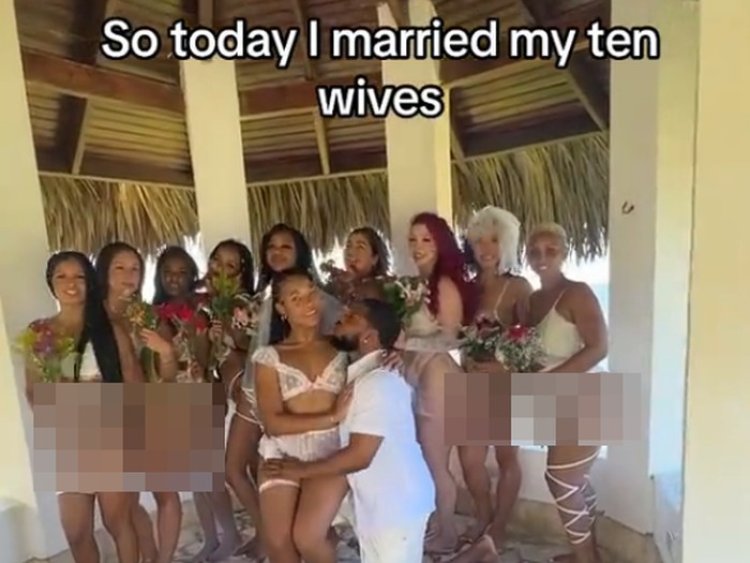 Duh! Seorang Pria Menikahi 10 Wanita Sekaligus, Prosesi di Pantai Pakai Lingerie