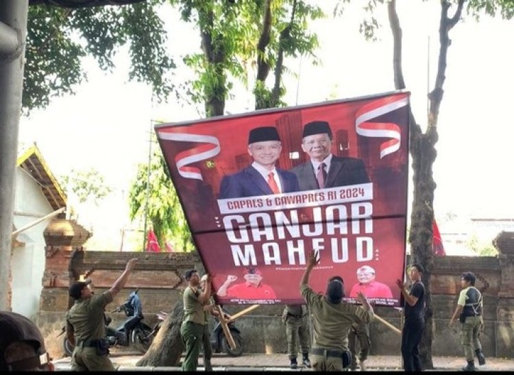Jokowi Datang, Bendera PDIP dan Baliho Ganjar-Mahfud di Bali ‘Ditebang’,  TPN: Apa Dasarnya?