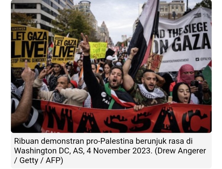 Puluhan Ribu Demonstran Pro Palestina Banjiri Gedung Putih