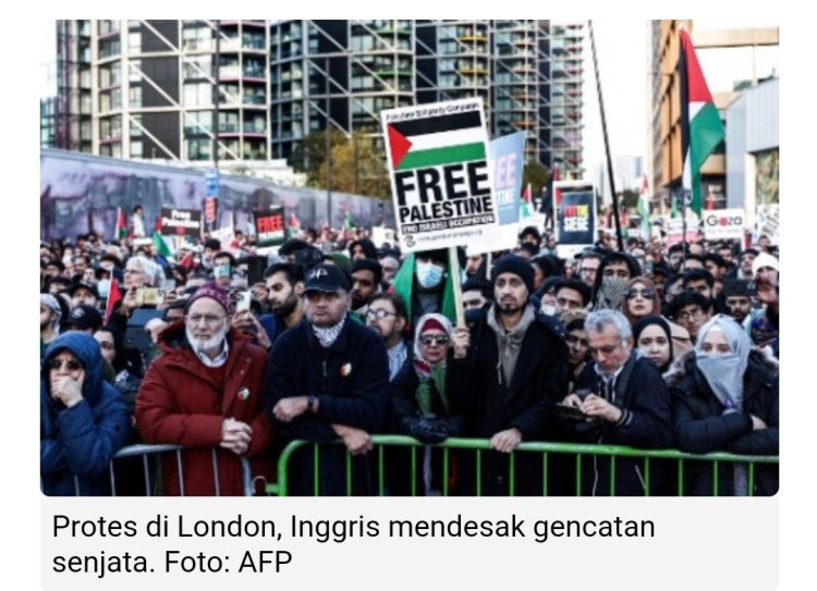 Demo Dukung Palestina di Inggris Dihadiri 300 Ribu Orang